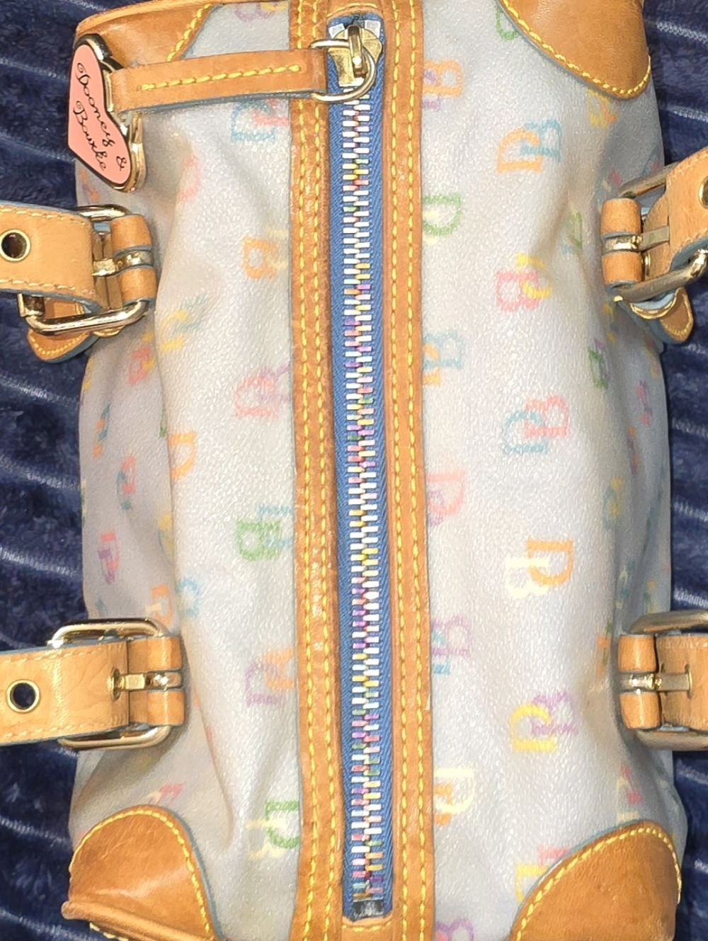 💥Rare Baby Blue D&B Y2K Multicolor Barrel “It Bag” Mini Satchel - Picture 4 of 8